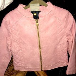 Pink faux leather Toddler jacket